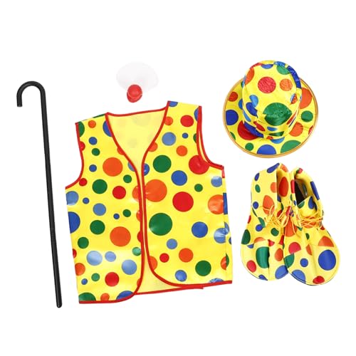 MOKKHNB 1Satz Clown Kostümset für Karneval Clown Outfit mit Hut Weste Nase Requisiten für Bühnenauftritte Kostümpartys Halloween Verkleidungen von MOKKHNB