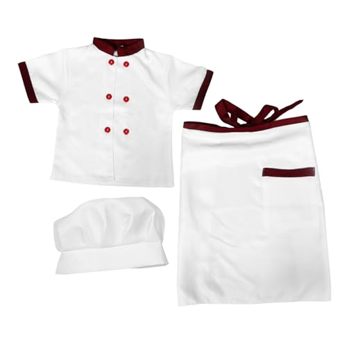 MOKKHNB 1Satz Kochkostüm für Schürze Kochmütze Kurzärmeliges Outfit für Rollenspiele Kreative Aktivitäten für Kleinkinder Vorschulkinder Weinrot von MOKKHNB