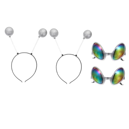 MOKKHNB 2 Sätze Außerirdische Teiliges Party Headdress mit Lustigen Alien Brillen und Silbernen Glitzerrahmen Leichtes Bequemes Haar Accessoire für Cosplay Karneval Fasching MOKKHNB 2 Sätze Außerirdische Teiliges Party Headdress mit Lustigen Alien Brillen und Silbernen Glitzerrahmen Leichtes Bequemes Haar Accessoire für Cosplay Karneval Fasching von MOKKHNB