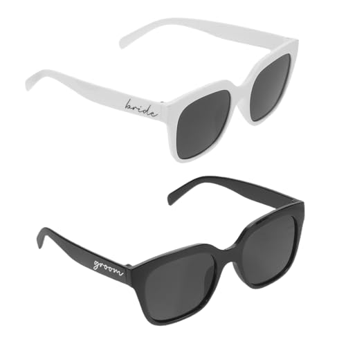 MOKKHNB 2 Stück Braut Bräutigam Sonnenbrillen Leichte Hochzeit Eyewear Attraktives Design als Foto-requisiten für Junggesellenabschied Verlobung und Brautparty MOKKHNB 2 Stück Braut Bräutigam Sonnenbrillen Leichte Hochzeit Eyewear Attraktives Design als Foto-requisiten für Junggesellenabschied Verlobung und Brautparty von MOKKHNB