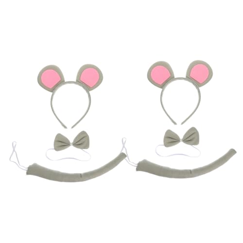 MOKKHNB 2Sätze Mausohren Kostüm Set für Teiliges Plüsch Zubehör mit Haarreif für Cosplay Partys Modenschauen Karneval Requisite für Einen Lebendigen Look von MOKKHNB