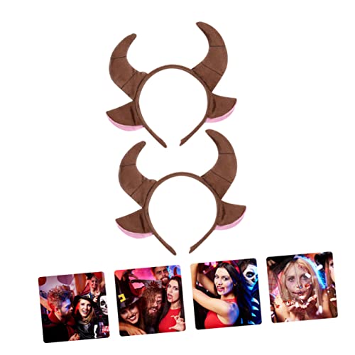 MOKKHNB 2Stücke Stierhorn Stirnbänder Cartoon Halloween Kopfschmuck für Cosplay und Partys für Erwachsene und Langlebig und zu Tragen von MOKKHNB