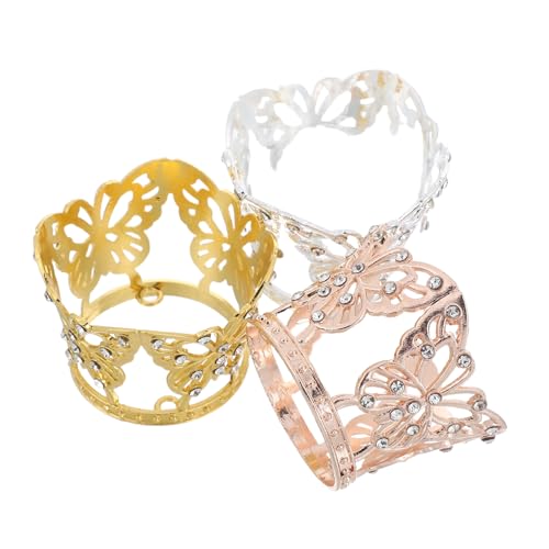 MOKKHNB 3 Stück Mini Krone aus Legierung mit Strass für Torten Cupcakes Vielseitige Dekoration für Hochzeiten Geburtstagsfeiern Besondere Anlässe Roségold von MOKKHNB