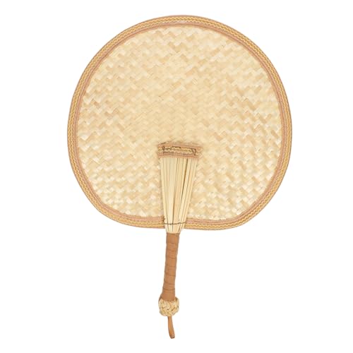 MOKKHNB Handgefertigter Fächer Tragbarer Sommerfächer Woven Hand Fan für Zuhause und Veranstaltungen Mittelgroß Braun Stilvolle Kühlung für Garten und Festlichkeiten von MOKKHNB
