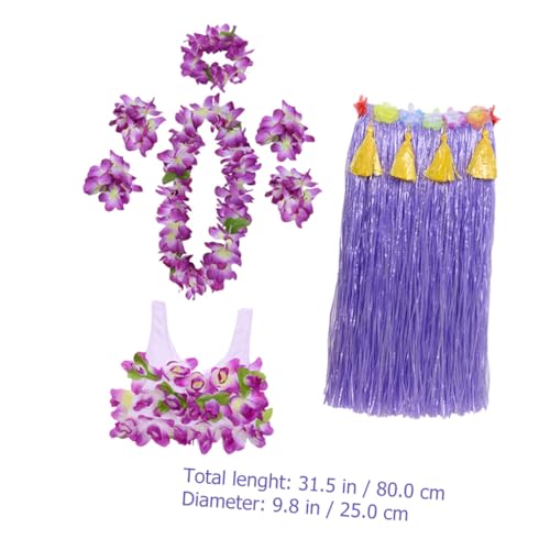 MOKKHNB Hawaiian Party Kostüm Teilig Dickes Grasrock mit Baumwoll Verdickter Blumenkranz Halsband Armbänder und Fußbändern für Erwachsene Sommer Strand Luau Foto Requisite von MOKKHNB