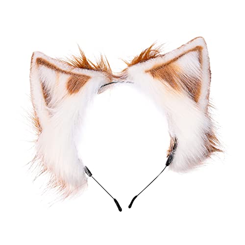 MOKKHNB Katzenohren Stirnband Plüsch Kopfschmuck Tierohren Cosplay Party Haarband Kopfbedeckung Clip Ohren Haarspange von MOKKHNB