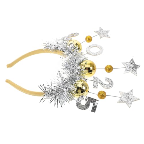 MOKKHNB Year Haarreif Goldfarbenes Silvester Party Accessoire Leichtes Kunststoff Stirnband Für Festliche Foto Requisiten Und Weihnachtsfeiern von MOKKHNB