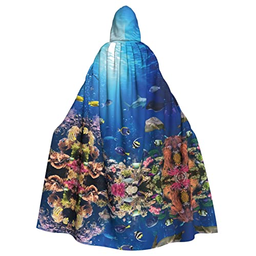 MOLIAE Ozean, tropischer Fisch, Schildkröte, Hai, bedruckt, Unisex, Erwachsene, langer Kapuzenumhang für Halloween, Karneval, Cosplay, Kostüme, Hexenkostüm MOLIAE Ozean, tropischer Fisch, Schildkröte, Hai, bedruckt, Unisex, Erwachsene, langer Kapuzenumhang für Halloween, Karneval, Cosplay, Kostüme, Hexenkostüm von MOLIAE