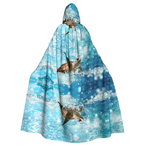 MOLIAE Langer Kapuzenumhang mit Meeresschildkröte, bedruckt, Unisex, Erwachsene, für Halloween, Karneval, Cosplay, Kostüm, Hexenkostüm MOLIAE Langer Kapuzenumhang mit Meeresschildkröte, bedruckt, Unisex, Erwachsene, für Halloween, Karneval, Cosplay, Kostüm, Hexenkostüm von MOLIAE