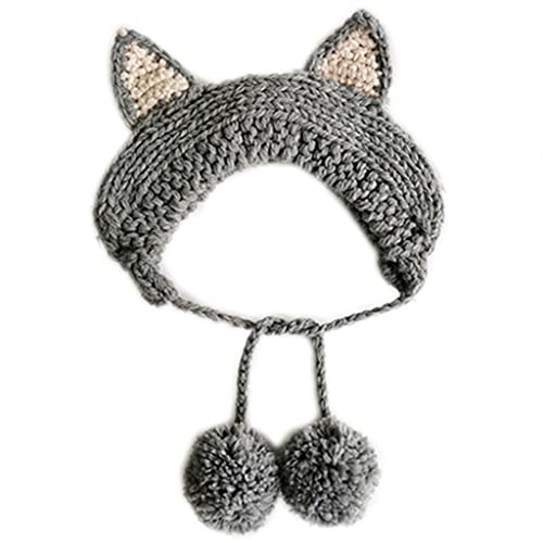 MOLKASIA Hut für Katze, Stirnband, gehäkelt, gestrickt, für draußen, großes Ohr für Katze, Hut, Ohrenklappen von MOLKASIA