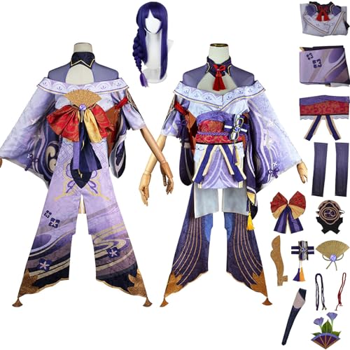 MOLUCI Genshin Impact Cosplay Set,Spiel Charakter Beelzebul Cosplay Uniform Full,Halloween Karneval Party Kleid,Mit Perücke,Frauen Mädchen Dress Up,Lila,M von MOLUCI