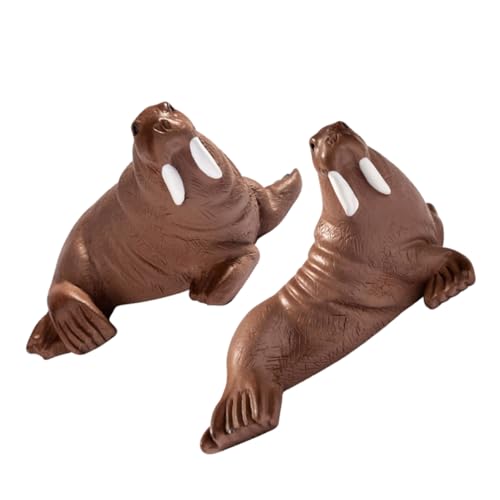 2st Kleine Landschaftsornamente Miniatur Künstlich Walross Meerestierfigur Simulieren Aquarium Kleine Tierfiguren Mini-tierfiguren Light Brown Harz MOLUCKFU von MOLUCKFU