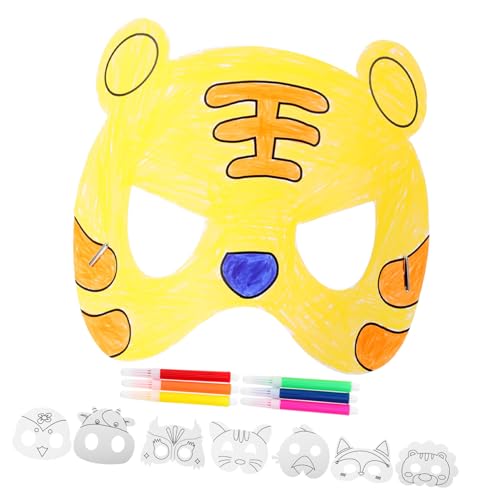 MOLUCKFU 1 Satz DIY Ausmalmasken für Teiliges aus Papier Handgemachte Tiermasken zum Ausmalen Wasserfarbenstifte für Partys Bastelstunden und Kreative Aktivitäten MOLUCKFU 1 Satz DIY Ausmalmasken für Teiliges aus Papier Handgemachte Tiermasken zum Ausmalen Wasserfarbenstifte für Partys Bastelstunden und Kreative Aktivitäten von MOLUCKFU