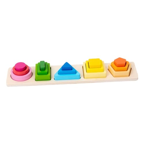 MOLUCKFU 1 Satz Holz Geometrisches Puzzle für Formensortierung und Farbzuordnung Lernspielzeug zur Motorischer Fähigkeiten und Kognitiver Entwicklung von MOLUCKFU