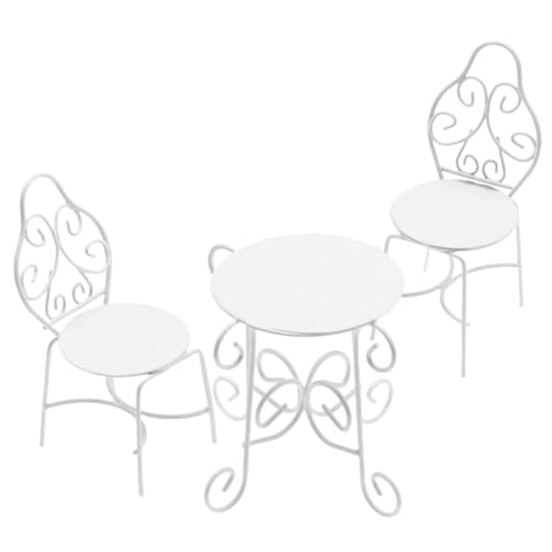 MOLUCKFU 3pc Miniatur Eisen Tee Tisch Und Stühle Set Für Puppenhaus Outdoor Garten Decor von MOLUCKFU