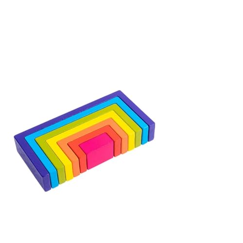 MOLUCKFU 1 Satz Quadratische Regenbogen-bausteine Kindergartenbedarf Bausteine ​​Bauen Geometrischer Block Colorful Hölzern von MOLUCKFU