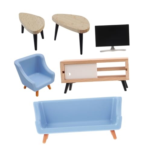 MOLUCKFU 1 Set Miniatur Wohnzimmer Möbel Set Mit Tv Stand Sofas Kaffee Tisch Für Decor Puppenhaus Zubehör von MOLUCKFU