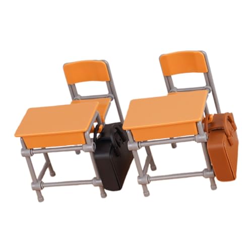 MOLUCKFU 1 Satz TLG Schulmöbel für Puppenhaus mit Tisch Stühlen Rucksäcken für Dekoration Sammelobjekt für Miniatur Enthusiasten von MOLUCKFU