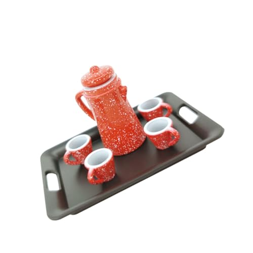 MOLUCKFU 1 Set Mini-wasserkocher-mini-tassen-kunsthandwerk Für Kleine Häuser (schwarz, Rot) von MOLUCKFU