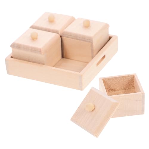 MOLUCKFU 1 Set Puppenhausmöbel Puppenmöbel Minitablett Dekorative Miniaturen Zubehör Winzige Dinge Minikoffer Aufbewahrungstablett Spielzeug Mini Puppenhaustablett Holz Miniatur von MOLUCKFU