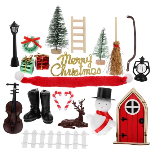 MOLUCKFU Miniatur-puppenhaus-bausatz Weihnachtsschmuck-Set Puppenhaus-Dekoration Kunststoff Weihnachtshaus-Dekoration Miniatur- -Layout von MOLUCKFU