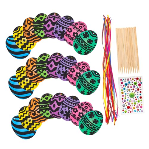 MOLUCKFU Kratz-ostereier Zum Aufhängen Kratzpapier Mit Eiermotiv Hängedekoration Für Kinder Osterpartygeschenk Diy-bastelset Für Kinder von MOLUCKFU