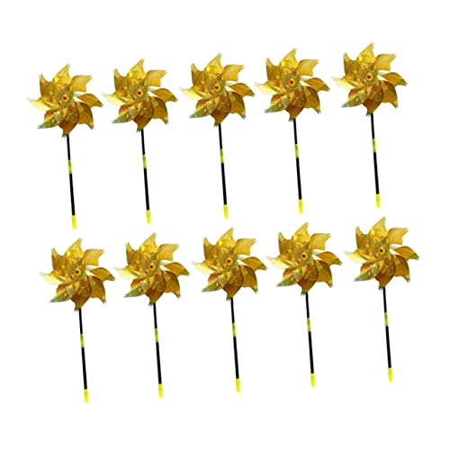 MOLUCKFU 10 STK Windmühle Garten-Windräder, Windspiele Nadelräder Räder für Sonnenblumen-Design-Wind für kinderspielzeug Hof Windräder das Haustier Golden von MOLUCKFU