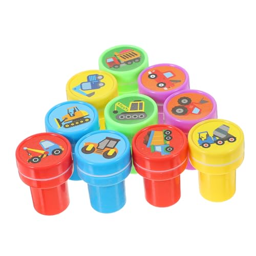 MOLUCKFU 10 Stück Engineering Auto Siegel Spielzeug Handgefertigter Kunststoffstempel Kinderstempel Spielzeug Selbstfärbender Stempel Tagebuch DIY Stempel Kunststoffstempel Für Scrapbook von MOLUCKFU