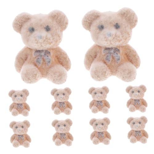 MOLUCKFU 10 Stück Mini Bärenpuppe, Kleine Dekorationen, Miniatur Bär, Zum Schmücken Von Miniaturen, Beflockter Bär, Zum Schmücken des Gartens, Miniatur Bärfigur, Beflockter Miniatur Bär, von MOLUCKFU