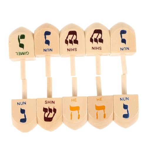 MOLUCKFU 10-teiliges Set Kreisel Spielzeug Klassischer Kreisel Lustige Chanukka-spielzeuge Holz von MOLUCKFU