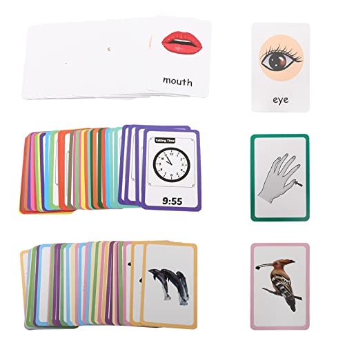 MOLUCKFU 108st Visuelle Lernkartei Blinken Cartoon Sensorische Karten Haushaltsspielzeug Für Wörter Flash-Karten Sehen Kognitives Kinderspielzeug Lernspielzeug Colorful Papier von MOLUCKFU