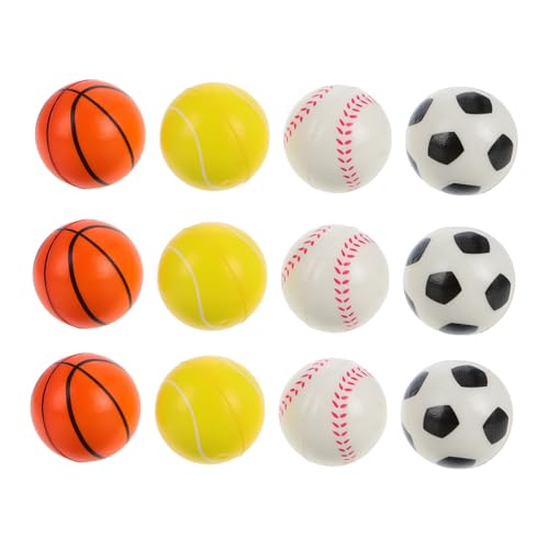 MOLUCKFU 12 Stück Mini Sportschläger PU Schaumstoffbälle Weiche Stressbälle in Basketball Fußball Baseball Designs Elastisch und Handlich für Party Deko und Entspannungsspielzeug von MOLUCKFU