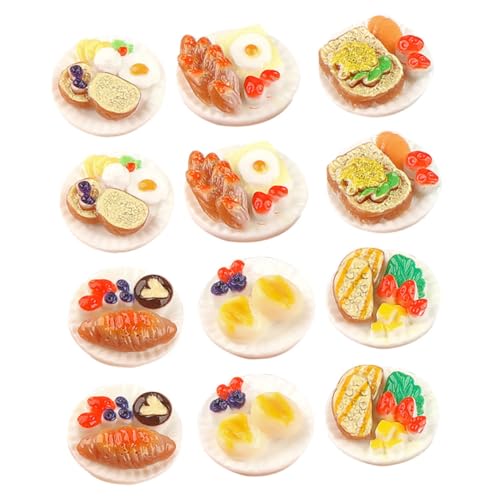 MOLUCKFU 12 Stück Teiliges Miniatur Essen Modell Puppenhaus Deko Realistische Resin Fake Food Ornamente Bunte Mini Snack und Dessert Figuren für Puppenhaus Küche von MOLUCKFU