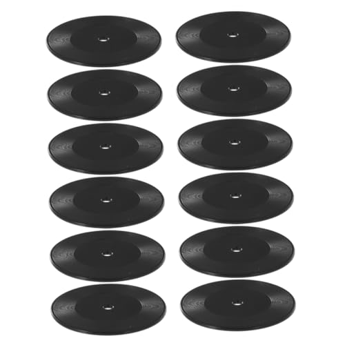 MOLUCKFU 12 Stück Teiliges Miniatur Schallplatten Modell Stabile Kunststoff Miniatur Platten für Puppenhaus Dekoration Vielseitig Einsetzbar für Miniaturlandschaft und DIY Schwarz von MOLUCKFU