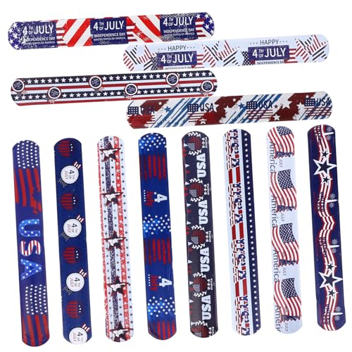 MOLUCKFU 12 Stück Teiliges PVC Slap Bracelets Kinderarmbänder Schnell Anlegbar Partygeschenk für Unabhängigkeitstag und Patriotische Events von MOLUCKFU