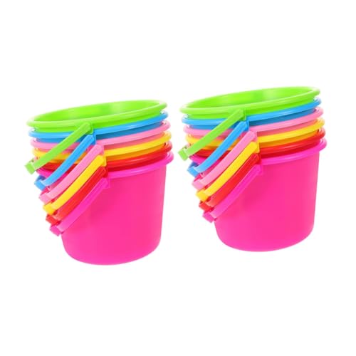 MOLUCKFU 12 Stück Teiliges Sandspielzeug Kleine Bunte Strandeimer aus Material für Strand Garten Park Fördert Feinmotorik und Hand Auge Koordination für Outdoor Spiele und Kreatives von MOLUCKFU