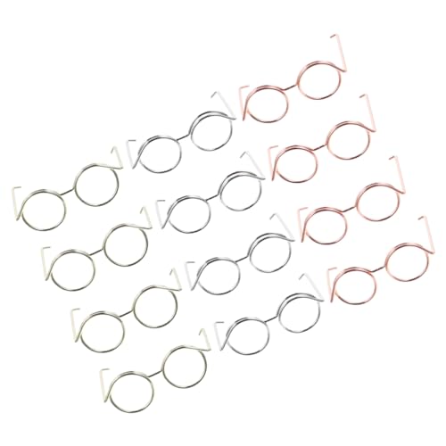 MOLUCKFU 12Stücke Miniatur Puppenbrillen Gläser für Puppen Bastel und Kostümzubehör Roségold für Rollenspiele und Kreative Anlässe von MOLUCKFU