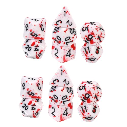 MOLUCKFU 14 Stück Teiliges Halloween Würfel Acryl Splatter Design Tragbares Polyedrisches Würfelspiel Zubehör für Brettspiele Party Tischdekoration Familienfest von MOLUCKFU