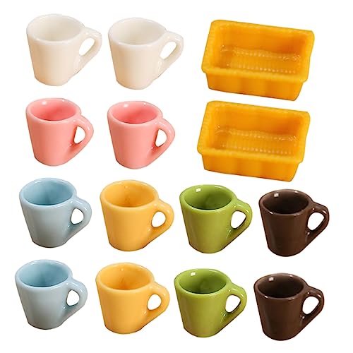 MOLUCKFU 14Stücke Miniatur Kaffeetassen Teilig Farbige Miniatur Becher für Puppenhaus Küchendekoration Robuste Resin Tassen für DIY Mikrolandschaften von MOLUCKFU