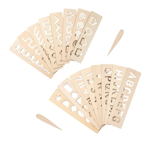MOLUCKFU 16 Stück Teiliges Holz Lernbrett für Frühes Schreib und Erkennungsboard mit Buchstaben Zahlen und Geometrischen Formen Pädagogisches Lernspielzeug für Kleinkinder und von MOLUCKFU