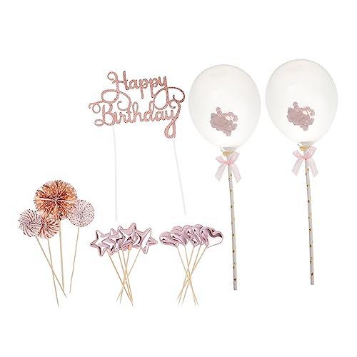 MOLUCKFU 17 Stück Teiliges Happy Birthday Topper Set Roségoldene Kuchendekoration für Geburtstagsfeiern Kreative und Einzigartige Cake Picks für Festliche von MOLUCKFU