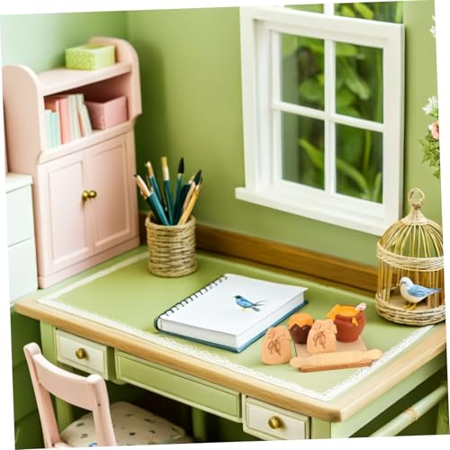 MOLUCKFU 2 Satz Miniatur Backzubehör für Puppenhaus Inkl Teigroller Honigglas Mehltüte Leichte Harz Holzmodelle für Puppenhausdekoration DIY Bastelprojekte Fotorequisiten und Kreative von MOLUCKFU