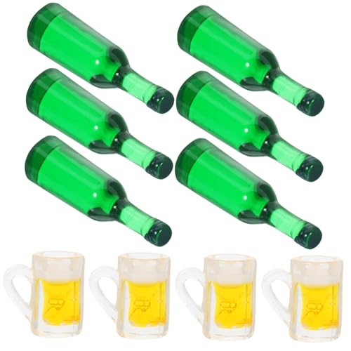 MOLUCKFU 2 Set Miniatur Essen Und Spielen Miniatur Bierflaschen Becher Getränke Bier Tasse Model Miniatur Bierbecher Bierflaschen Miniaturen Winzig von MOLUCKFU