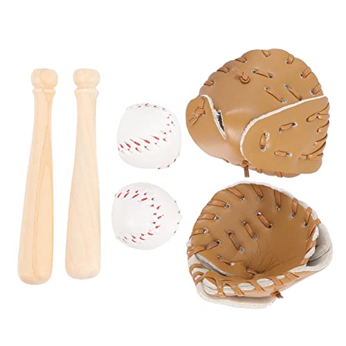 MOLUCKFU 2 Sets Baseball Softball Hülle, Baseballhandschuh, Baseball Dekoration, Baseballschläger, Baseball Zubehör, Miniatur Ball Und Handschuh, Baseball Spielzeug, Baseball Zubehör, von MOLUCKFU