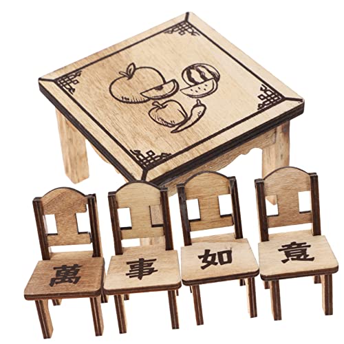 MOLUCKFU 2sätze Miniatur Möbelset Für Puppenhaus Teiliges Mit Antikem Design Tisch Und Stühle Spielzeug Für Mini Wohnaccessoire Für Kreative Rollenspiele von MOLUCKFU