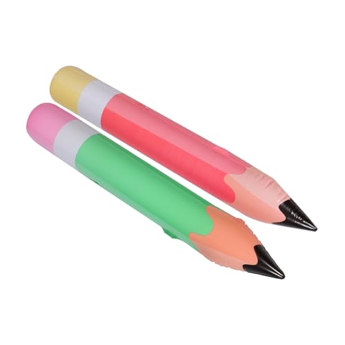 MOLUCKFU 2 Stück Aufblasbare Bleistift Dekoration Teiliges PVC in Grün und Rot Langlebige Klassenzimmer Deko und Party Accessoire für Kindergeburtstage und Fotoshootings von MOLUCKFU