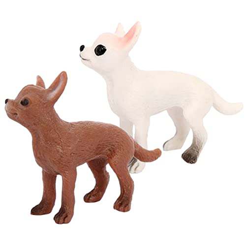 MOLUCKFU 2 Stück Chihuahua Modell, Realistische Tiermodelle. Realistische Welpenfiguren, Miniatur Hundedekor, Lebensechte Tiermodell Ornamente, Hundeschmuck, Kleine Hundefiguren, von MOLUCKFU