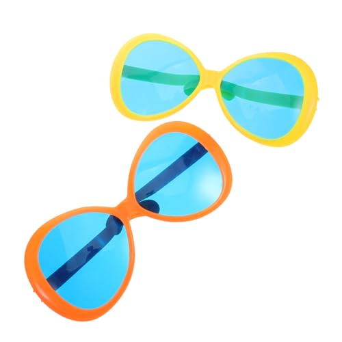 MOLUCKFU 2 Stück Hawaii Party Sonnenbrillen Kunststoff Groß Extragroß Leichte Strand Poolparty Brillen Bunte Plastikbrille für Sommer Kostüme Cosplay Zubehör von MOLUCKFU