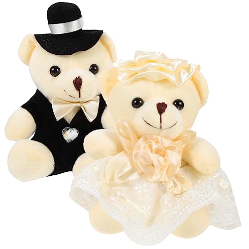 MOLUCKFU 2 Stück Hochzeitsbärenpuppe Einzigartiges Bärenspielzeug Hochzeitsdekorationen Bärenornament Kinderbärenspielzeug Stoffbär Bärenpuppe Bärenpuppe Dekorative Puppe von MOLUCKFU