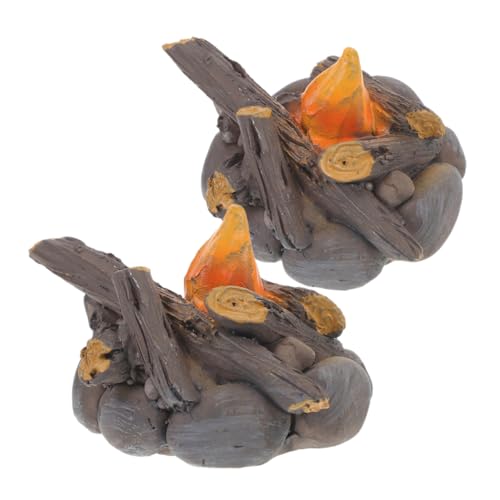 MOLUCKFU 2 Stück Mikro Landschaftsornament, Landschaftsbau, Lagerfeuer Modell, Künstliches Feuer, Mikro Feuer Modell, Feuer Modell Ornament, Miniatur Feuer Modell, Mini Zubehör, Mini von MOLUCKFU